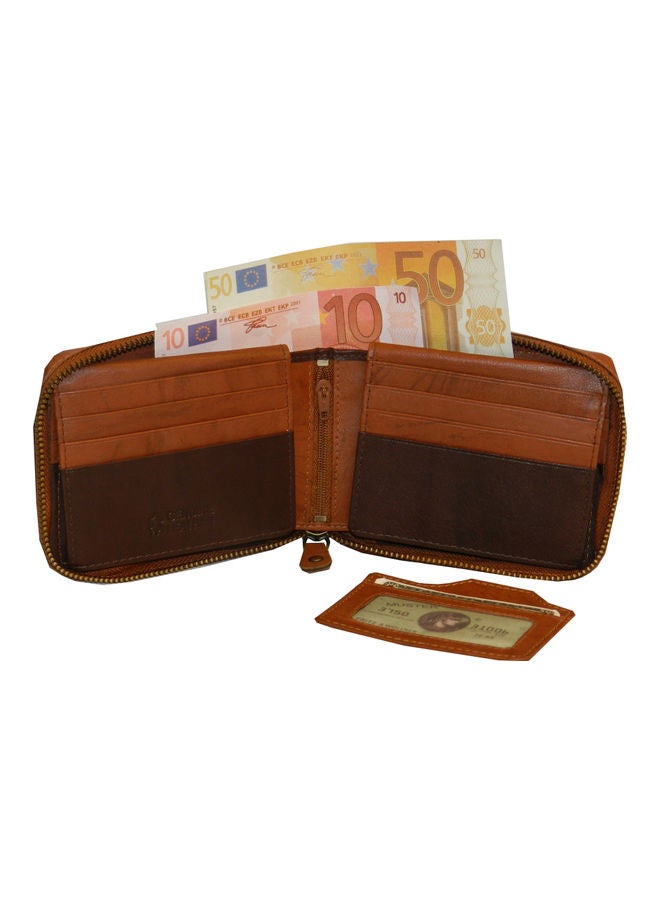 LAVERI LEATHER Genuine Leather Designer Wallet With Zipper Rust  - Image 3