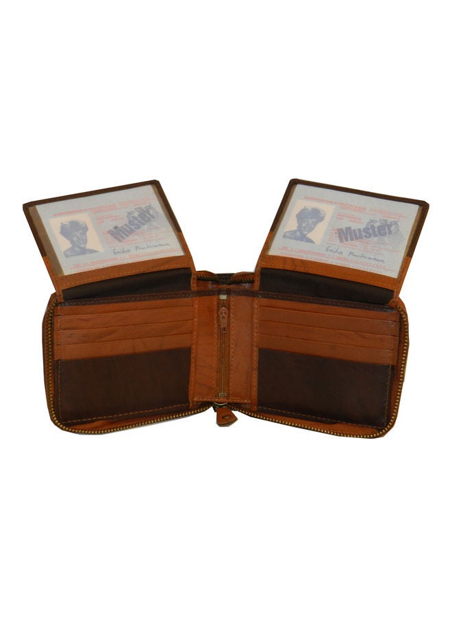LAVERI LEATHER Genuine Leather Designer Wallet With Zipper Rust  - Image 5