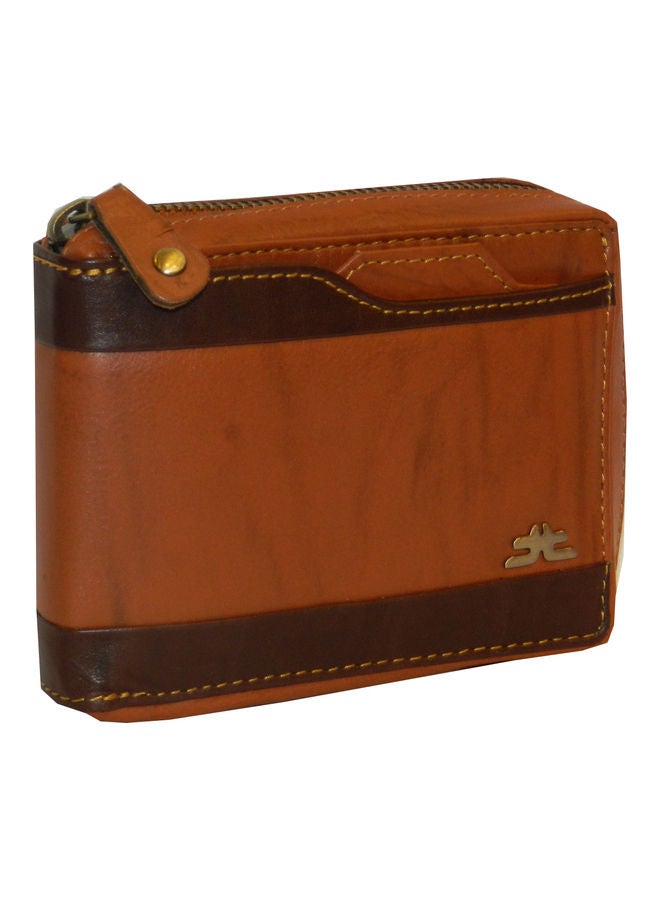 LAVERI LEATHER Genuine Leather Designer Wallet With Zipper Rust  - Image 1