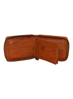 LAVERI LEATHER Genuine Leather Designer Wallet With Zipper Rust  - Image 2