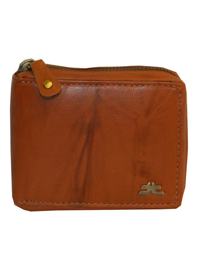 LAVERI LEATHER Genuine Leather Designer Wallet With Zipper Rust  - Image 1