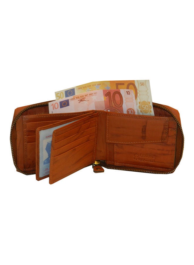 LAVERI LEATHER Genuine Leather Designer Wallet With Zipper Rust  - Image 2