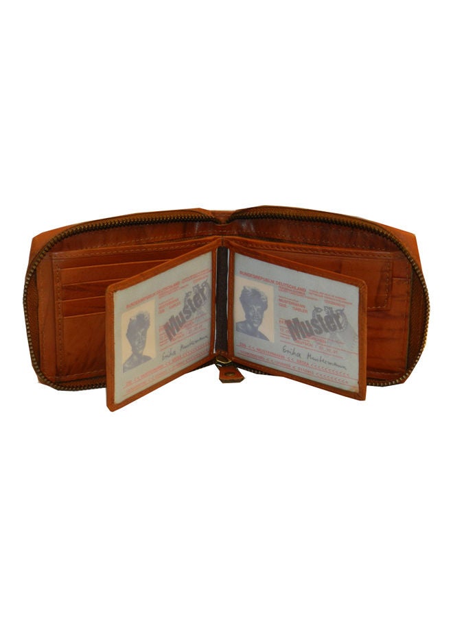 LAVERI LEATHER Genuine Leather Designer Wallet With Zipper Rust  - Image 3