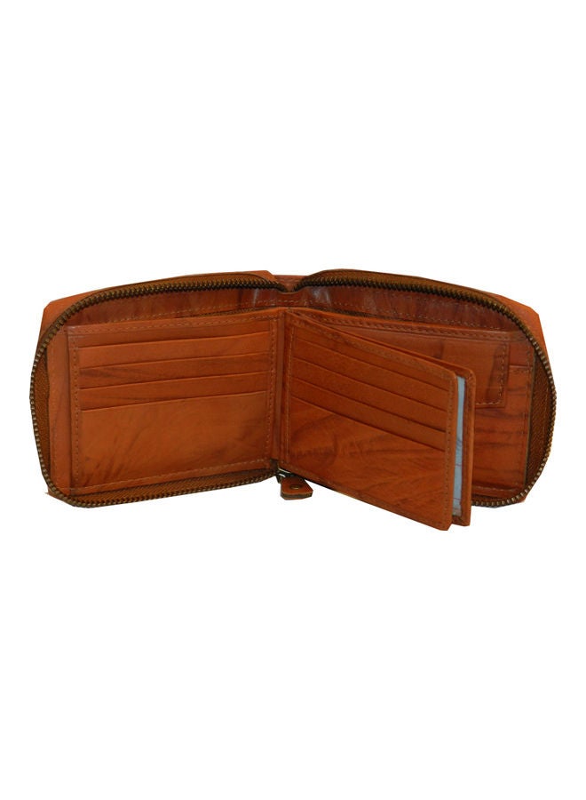 LAVERI LEATHER Genuine Leather Designer Wallet With Zipper Rust  - Image 4