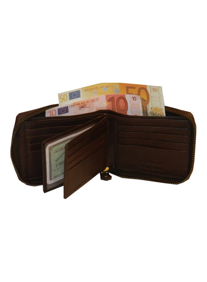 LAVERI LEATHER Genuine Leather Designer Wallet With Zipper Dark Brown  - Image 2