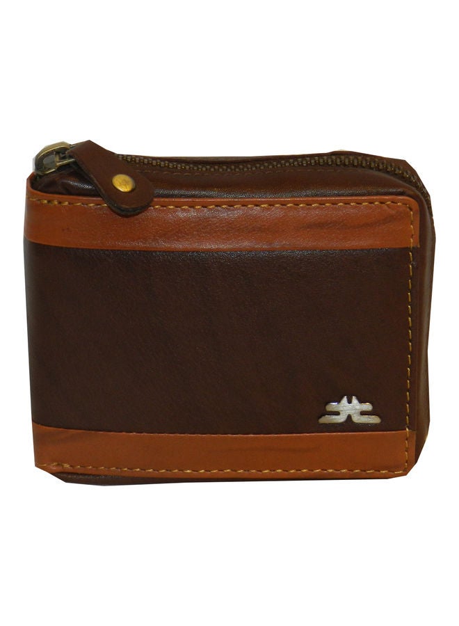 LAVERI LEATHER Genuine Leather Designer Wallet With Zipper Dark Brown  - Image 1