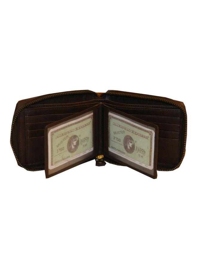 LAVERI LEATHER Genuine Leather Designer Wallet With Zipper Dark Brown  - Image 3