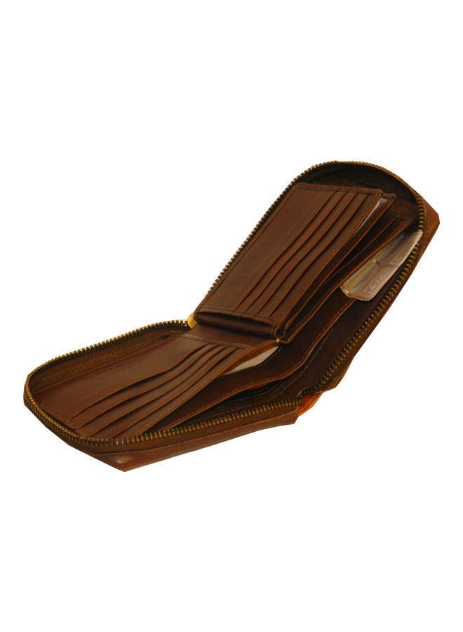 LAVERI LEATHER Genuine Leather Designer Wallet With Zipper Dark Brown  - Image 4
