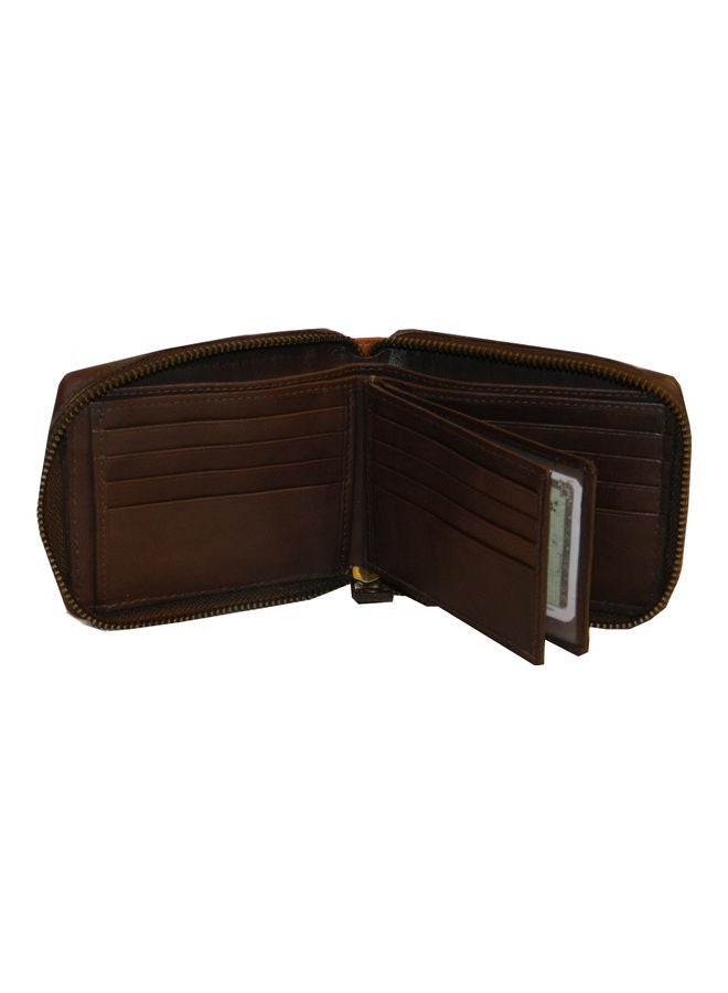 LAVERI LEATHER Genuine Leather Designer Wallet With Zipper Dark Brown  - Image 5