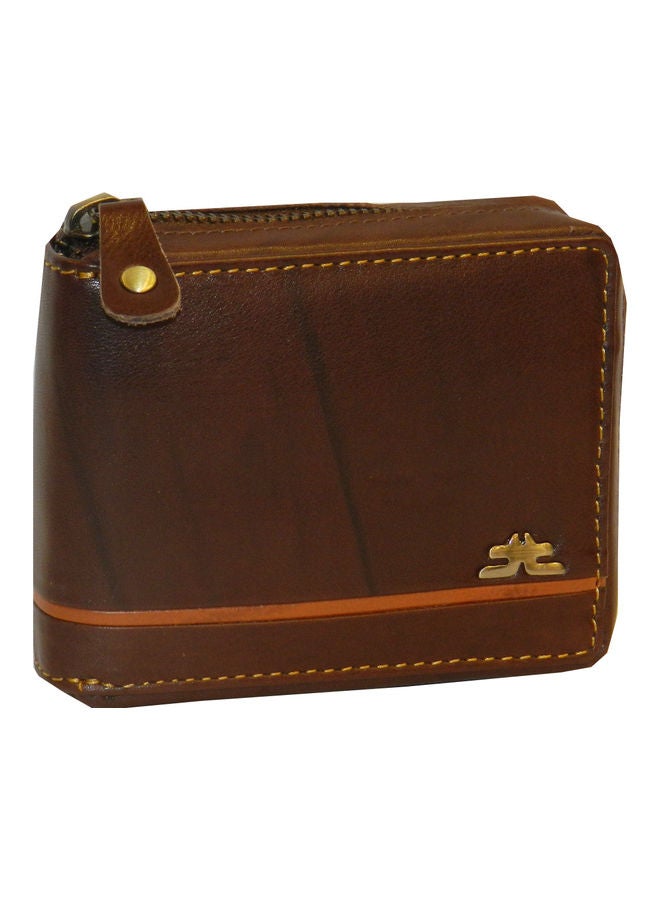 LAVERI LEATHER Genuine Leather Designer Wallet With Zipper Dark Brown - Image 1