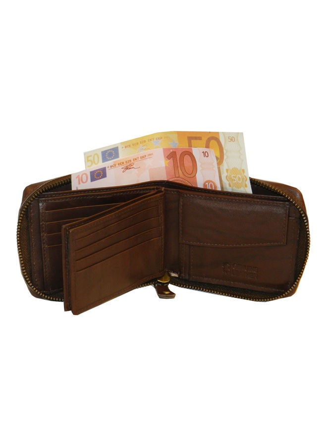 LAVERI LEATHER Genuine Leather Designer Wallet With Zipper Dark Brown - Image 2