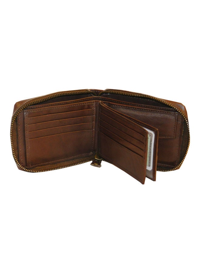 LAVERI LEATHER Genuine Leather Designer Wallet With Zipper Dark Brown - Image 4