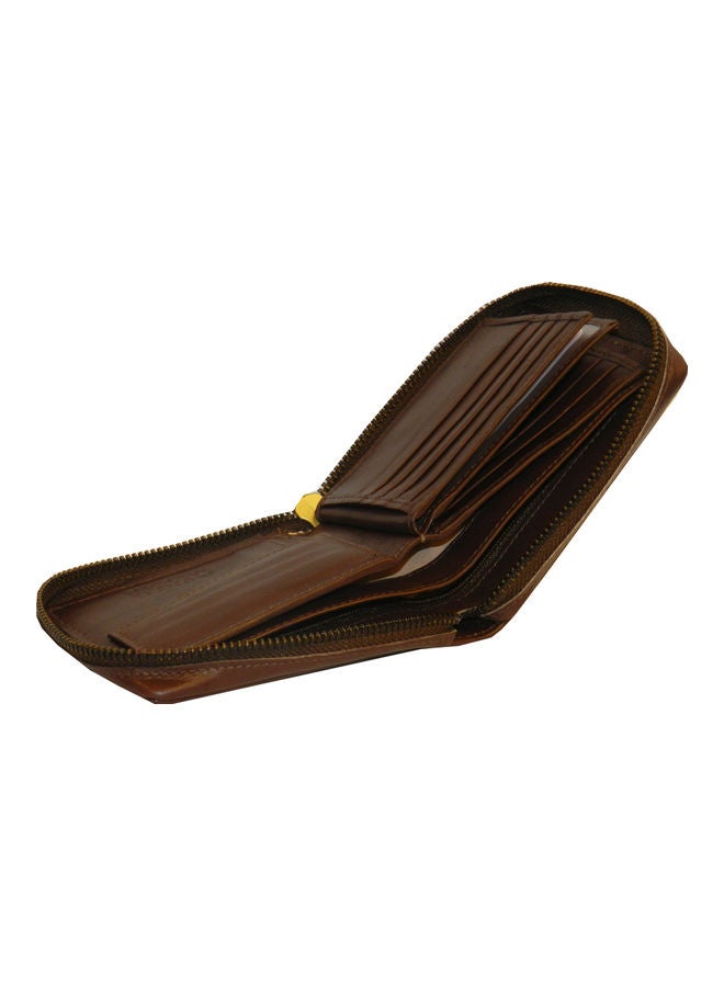 LAVERI LEATHER Genuine Leather Designer Wallet With Zipper Dark Brown - Image 5