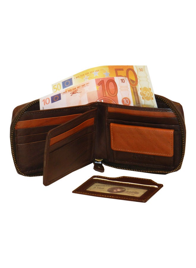 LAVERI LEATHER Genuine Leather Designer Wallet With Zipper Dark Brown - Image 2