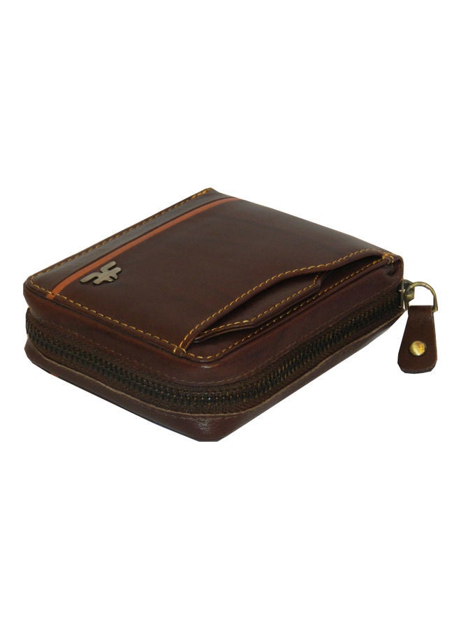 LAVERI LEATHER Genuine Leather Designer Wallet With Zipper Dark Brown - Image 4