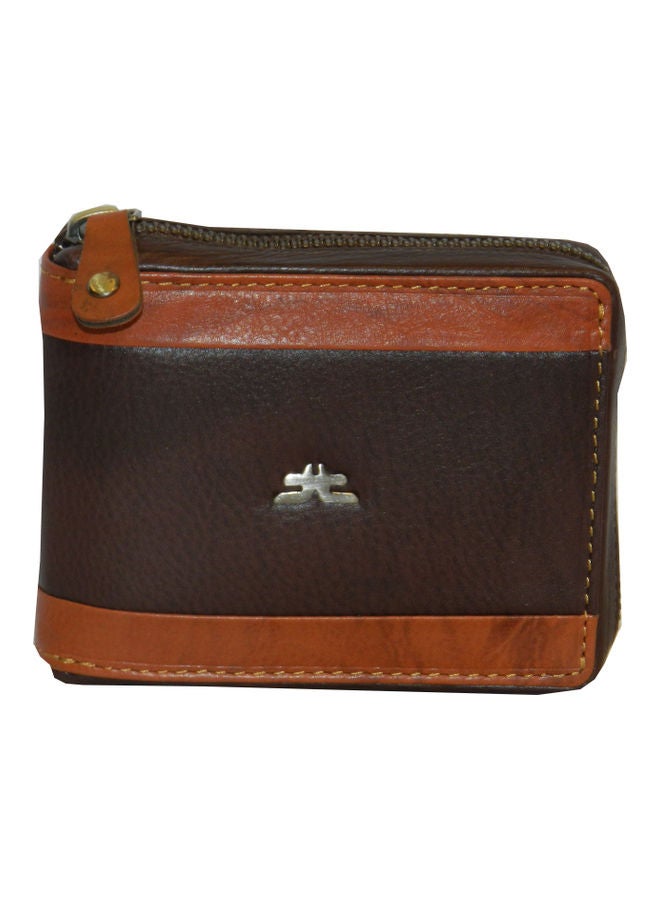 LAVERI LEATHER Genuine Leather Designer Wallet With Zipper Dark Brown  - Image 1