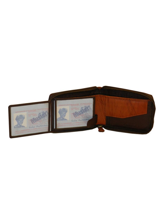 LAVERI LEATHER Genuine Leather Designer Wallet With Zipper Dark Brown  - Image 3