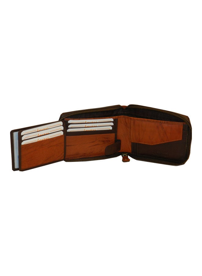 LAVERI LEATHER Genuine Leather Designer Wallet With Zipper Dark Brown  - Image 4