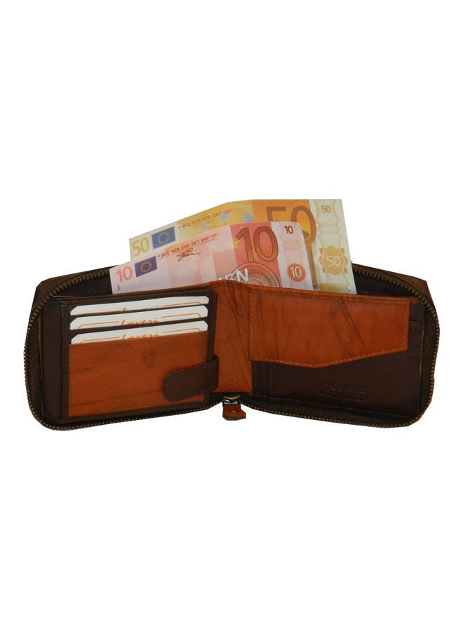 LAVERI LEATHER Genuine Leather Designer Wallet With Zipper Dark Brown  - Image 2