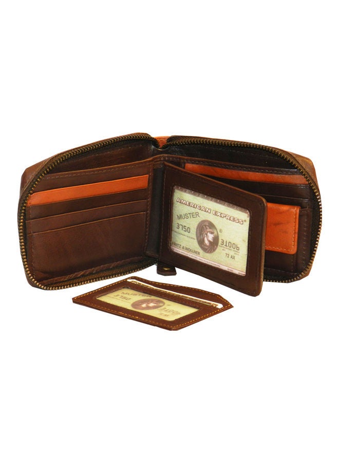 LAVERI LEATHER Genuine Leather Designer Wallet With Zipper Dark Brown  - Image 3
