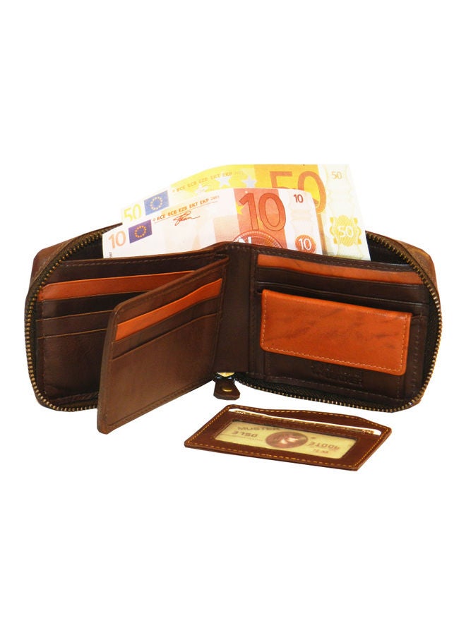 LAVERI LEATHER Genuine Leather Designer Wallet With Zipper Dark Brown  - Image 2