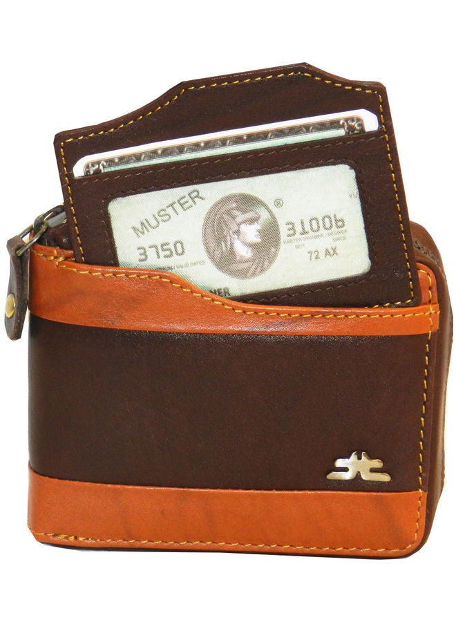 LAVERI LEATHER Genuine Leather Designer Wallet With Zipper Dark Brown  - Image 1