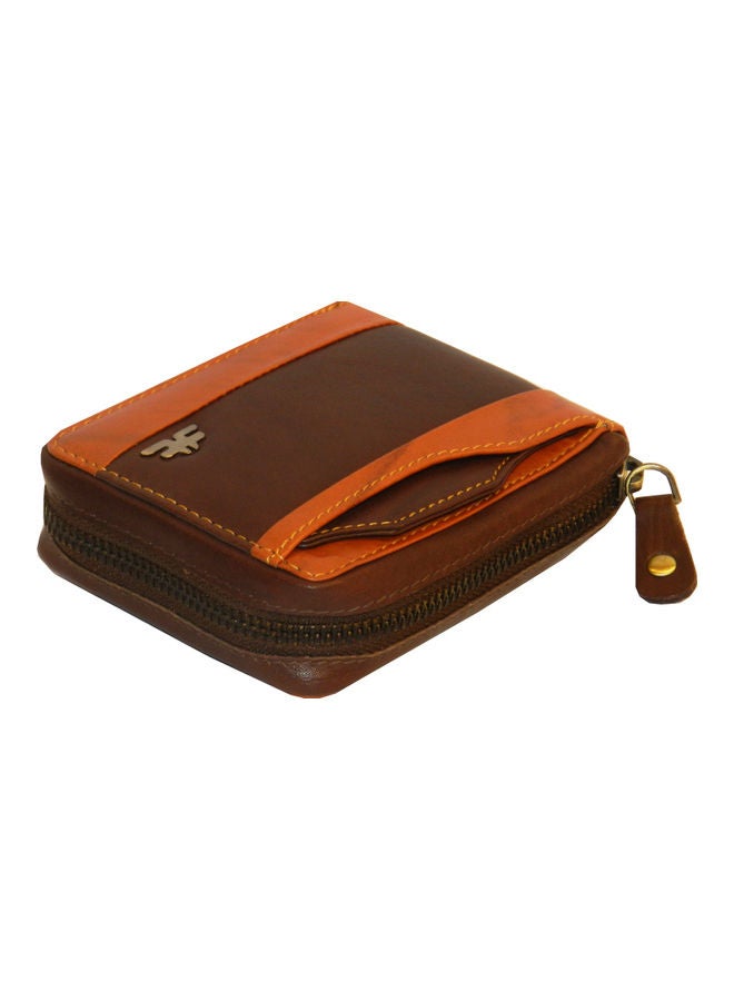 LAVERI LEATHER Genuine Leather Designer Wallet With Zipper Dark Brown  - Image 4