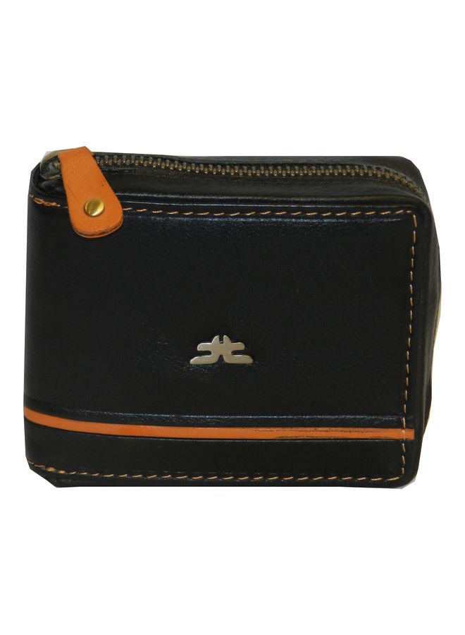 LAVERI LEATHER Genuine Leather Designer Wallet With Zipper Black  - Image 1