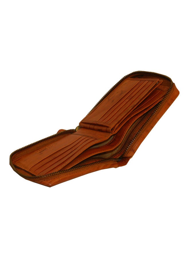 LAVERI LEATHER Genuine Leather Designer Wallet With Zipper Rust  - Image 2