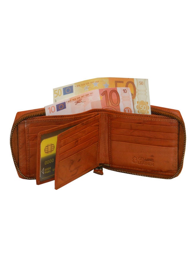 LAVERI LEATHER Genuine Leather Designer Wallet With Zipper Rust  - Image 3