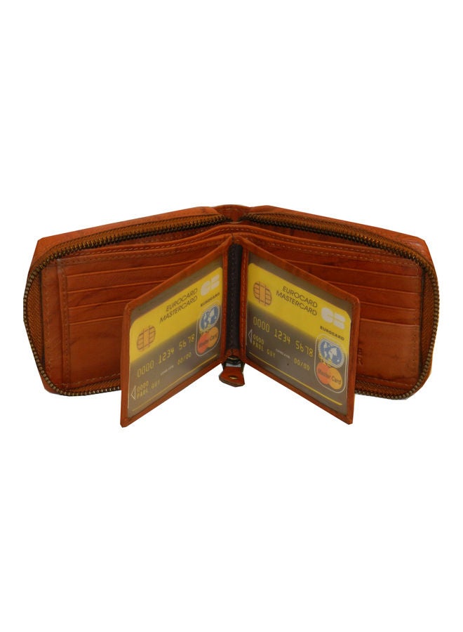 LAVERI LEATHER Genuine Leather Designer Wallet With Zipper Rust  - Image 4