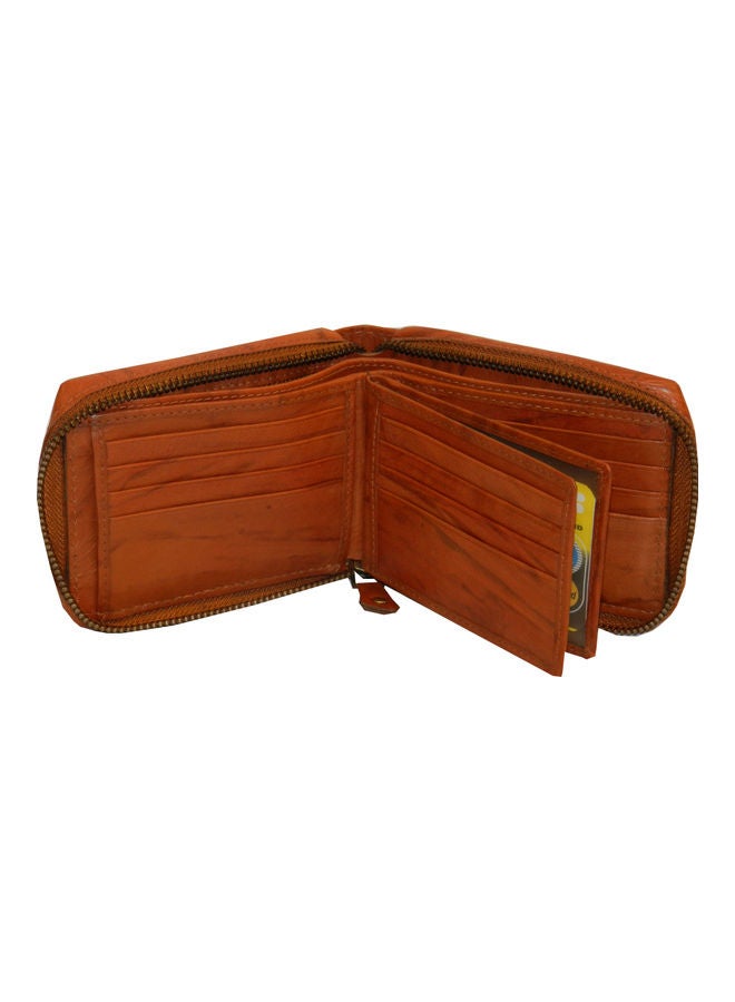LAVERI LEATHER Genuine Leather Designer Wallet With Zipper Rust  - Image 5