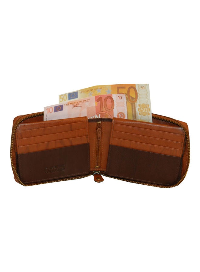 LAVERI LEATHER Genuine Leather Designer Wallet With Zipper Rust  - Image 2