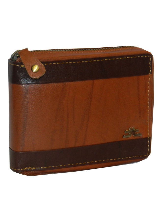 LAVERI LEATHER Genuine Leather Designer Wallet With Zipper Rust  - Image 1