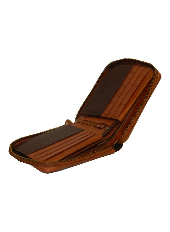 LAVERI LEATHER Genuine Leather Designer Wallet With Zipper Rust  - Image 3