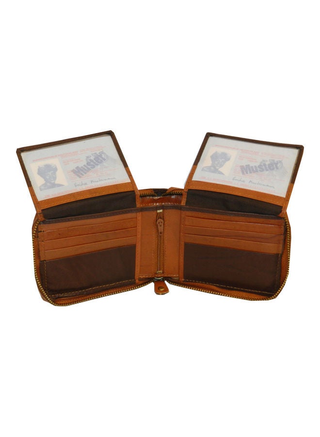 LAVERI LEATHER Genuine Leather Designer Wallet With Zipper Rust  - Image 5
