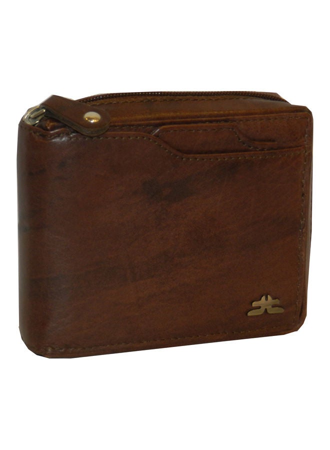 LAVERI LEATHER Genuine Leather Designer Wallet With Zipper Dark Brown  - Image 1