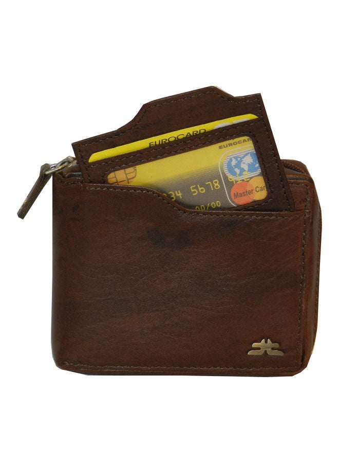 LAVERI LEATHER Genuine Leather Designer Wallet With Zipper Dark Brown  - Image 3