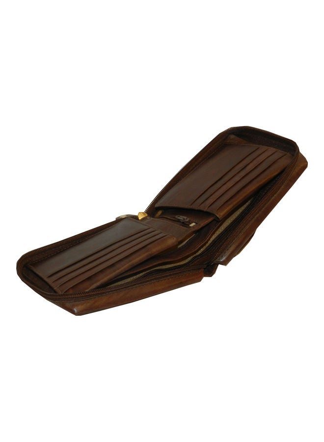 LAVERI LEATHER Genuine Leather Designer Wallet With Zipper Dark Brown  - Image 5