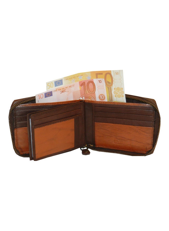 LAVERI LEATHER Genuine Leather Designer Wallet With Zipper Dark Brown  - Image 2