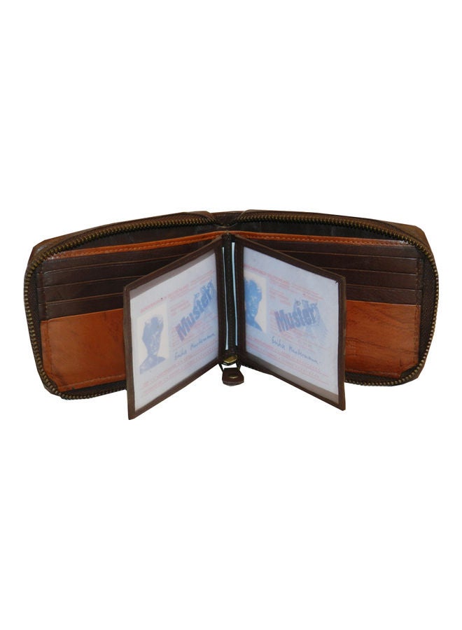 LAVERI LEATHER Genuine Leather Designer Wallet With Zipper Dark Brown  - Image 3