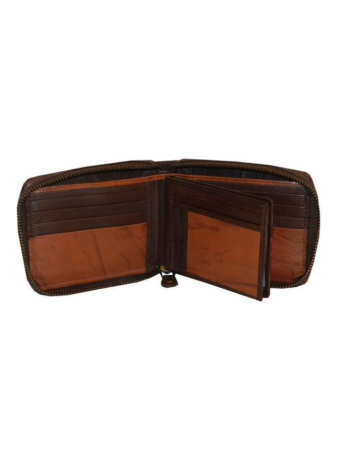 LAVERI LEATHER Genuine Leather Designer Wallet With Zipper Dark Brown  - Image 4