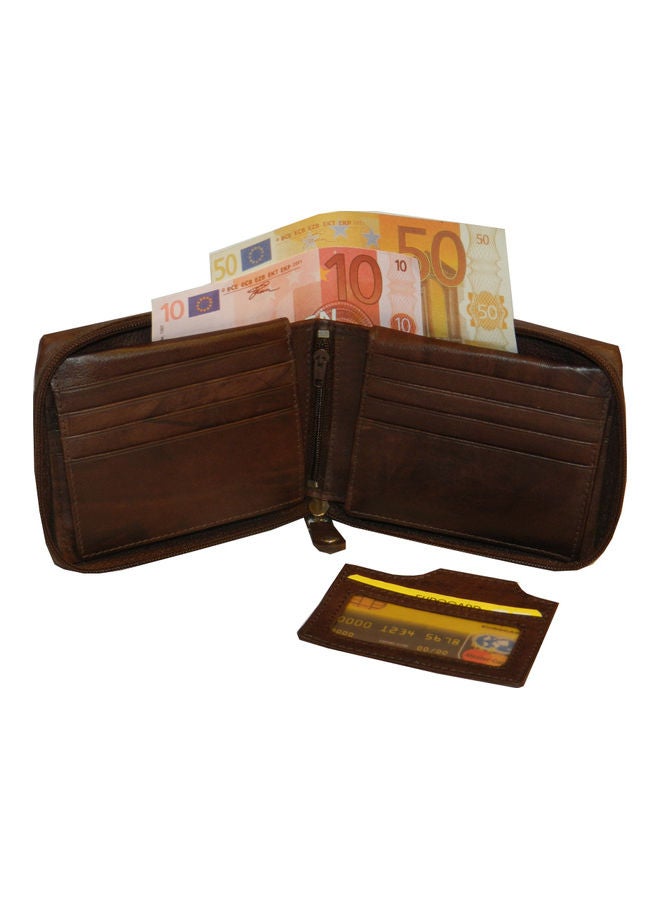 LAVERI LEATHER Genuine Leather Designer Wallet With Zipper Dark Brown  - Image 2