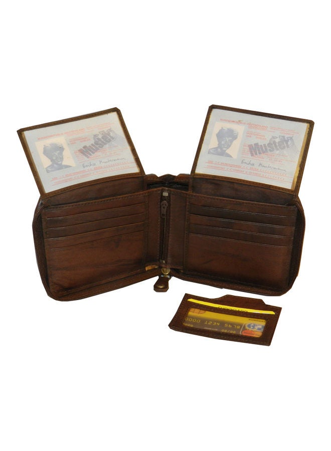 LAVERI LEATHER Genuine Leather Designer Wallet With Zipper Dark Brown  - Image 4
