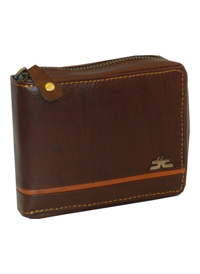 LAVERI LEATHER Genuine Leather Designer Wallet With Zipper Dark Brown  - Image 1