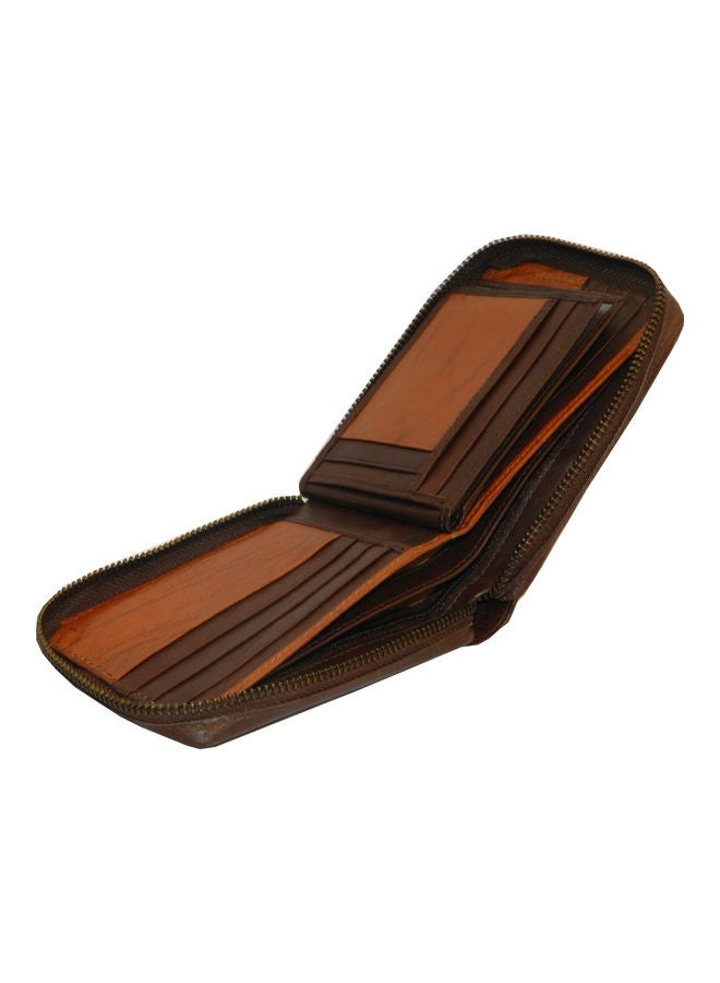 LAVERI LEATHER Genuine Leather Designer Wallet With Zipper Dark Brown  - Image 5
