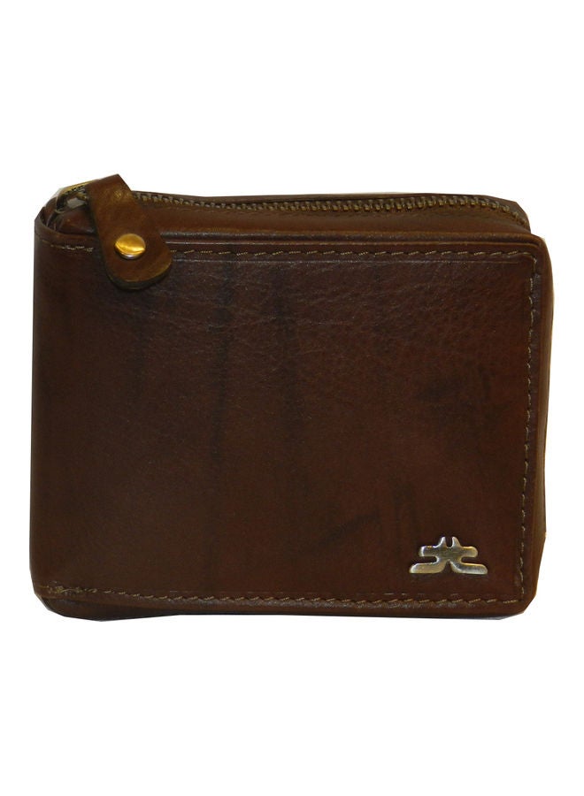 LAVERI LEATHER Genuine Leather Designer Wallet With Zipper Dark Brown  - Image 1