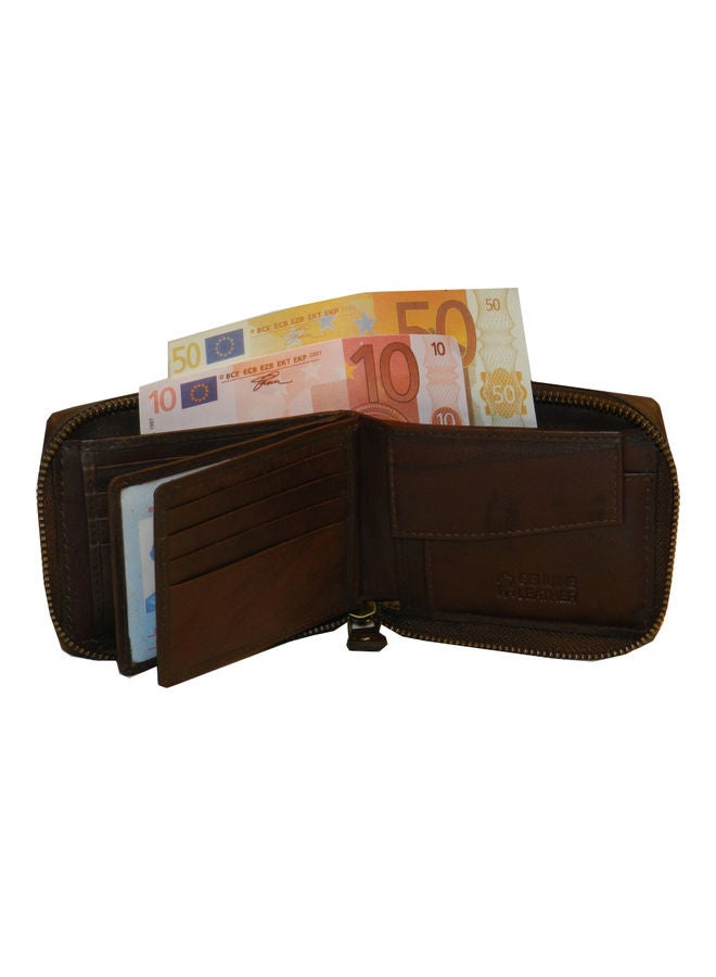 LAVERI LEATHER Genuine Leather Designer Wallet With Zipper Dark Brown  - Image 3