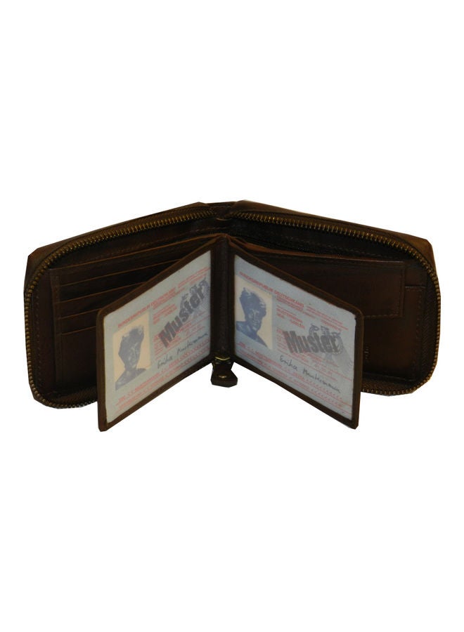 LAVERI LEATHER Genuine Leather Designer Wallet With Zipper Dark Brown  - Image 4