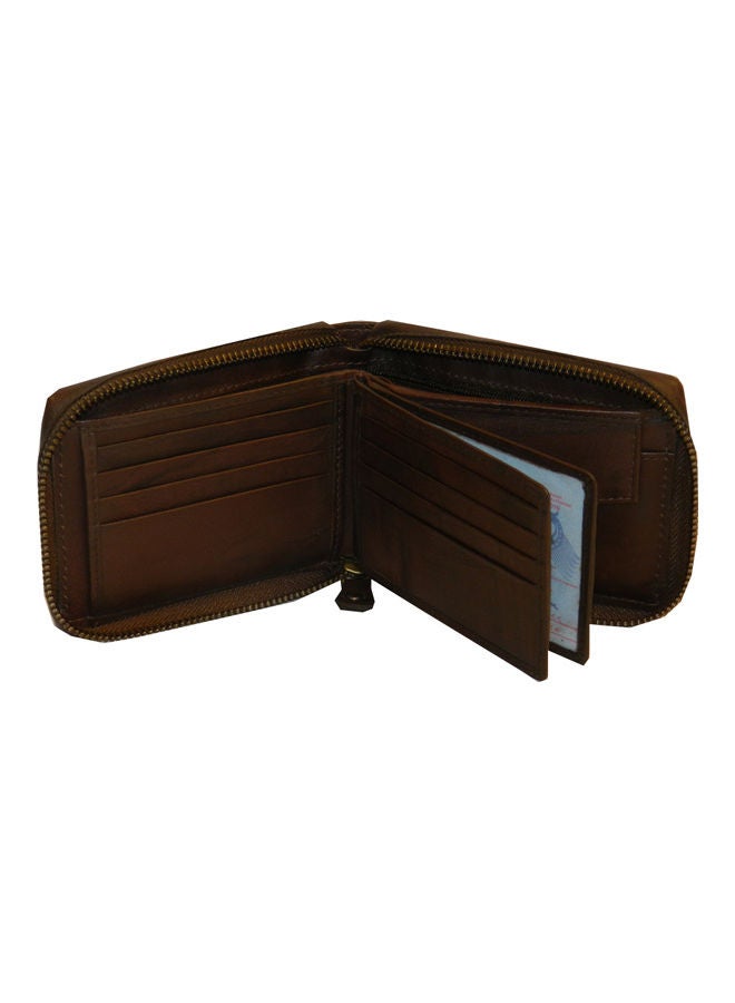 LAVERI LEATHER Genuine Leather Designer Wallet With Zipper Dark Brown  - Image 5